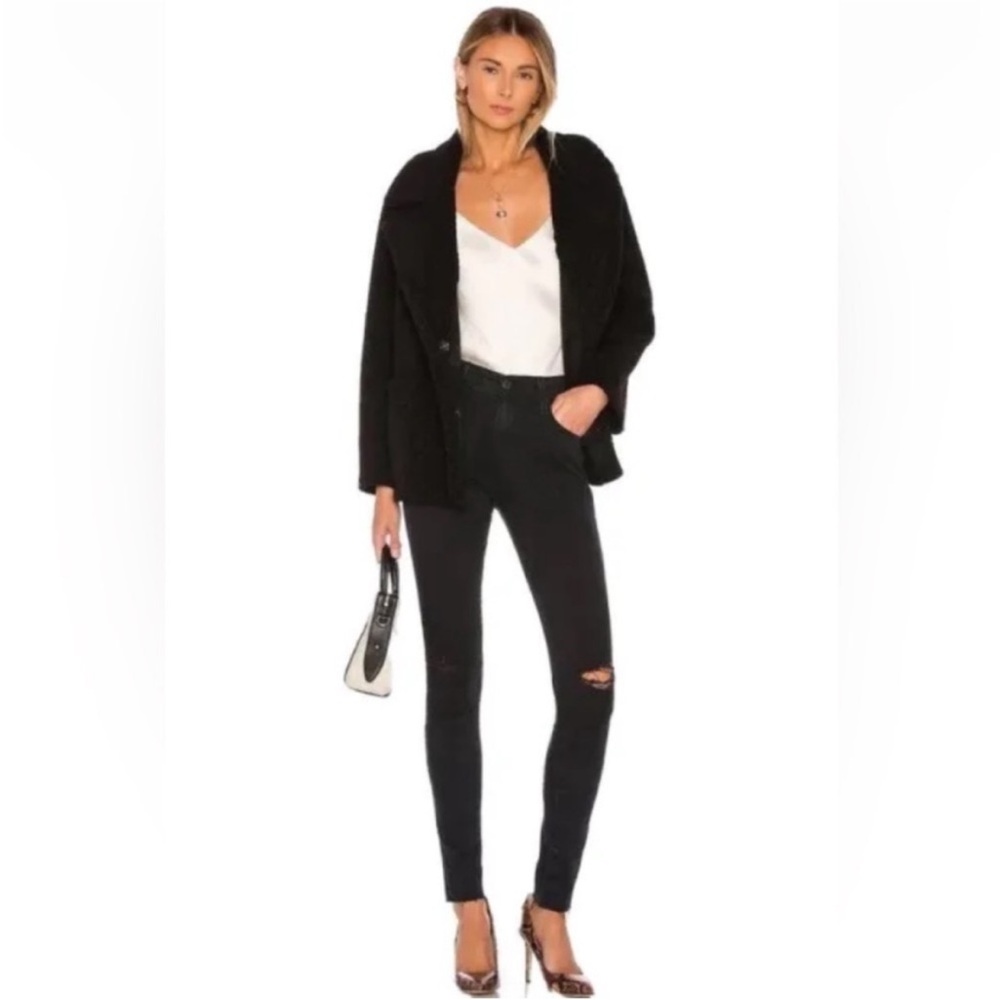AG THE FARRAH High-Rise Skinny Distressed Washed Black Size 28 Retro